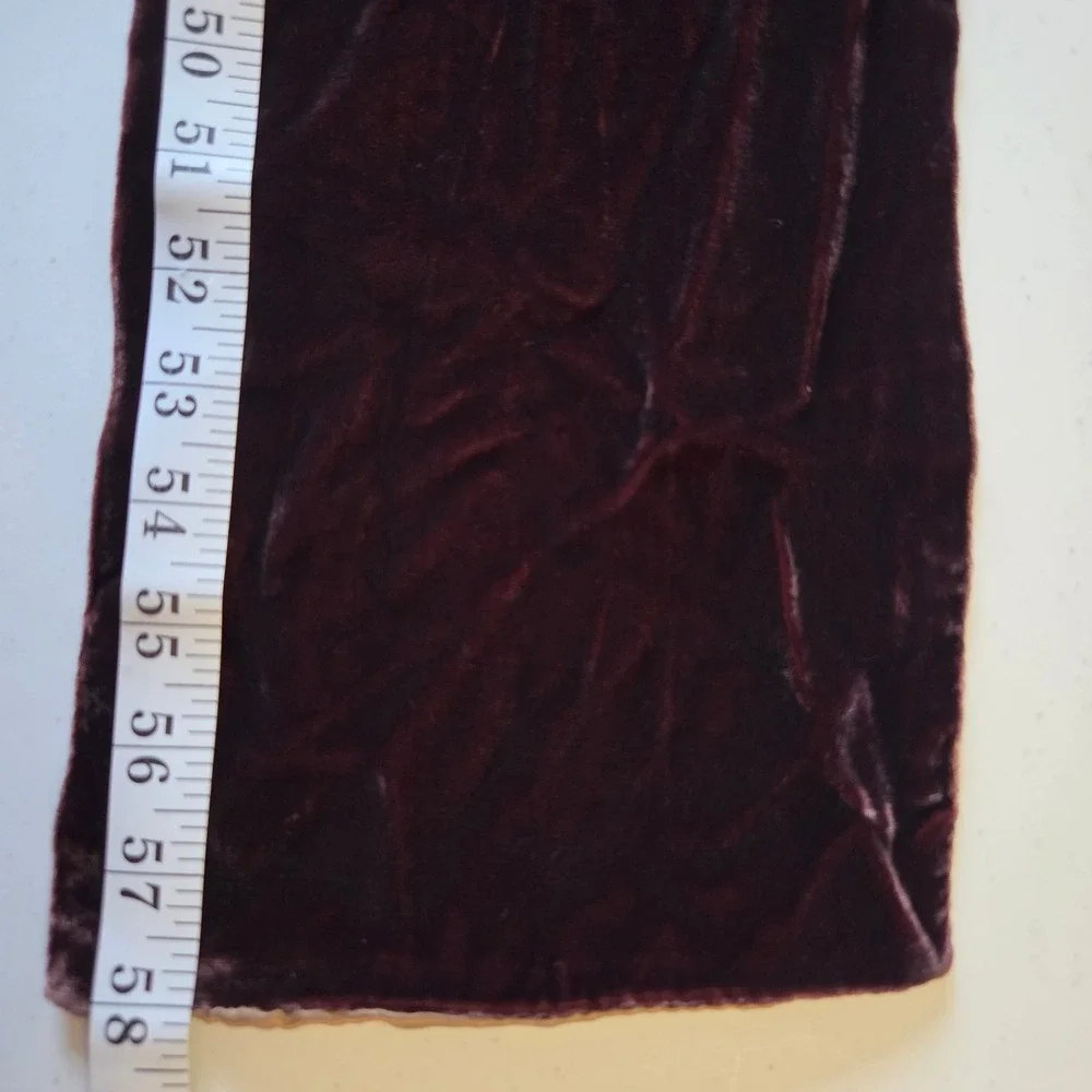Chocolate Brown Silk Blend Velvet Scarf Gold Satin Backing Reversible 58in